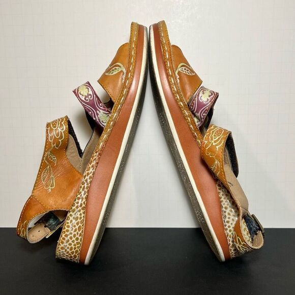 Womens L’ARTISTE Spring Step SUMACAH Hand Painted Leather Sandals / Size 9.5-10 - Picture 6 of 8